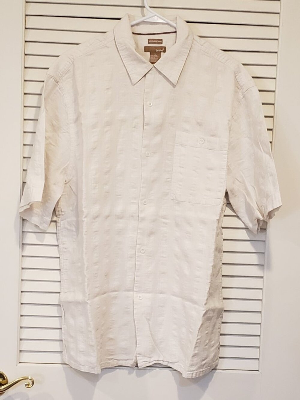 Men's Bruno Positano linen cotton blend short sleeve casual shirt Size Large